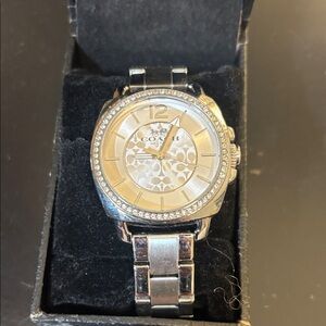 Coach Silver Watch with Crystal Accents